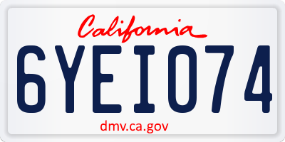 CA license plate 6YEI074