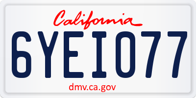 CA license plate 6YEI077