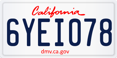 CA license plate 6YEI078