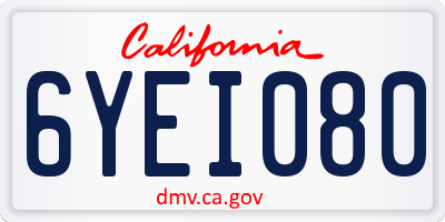 CA license plate 6YEI080