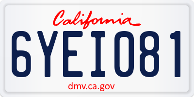 CA license plate 6YEI081