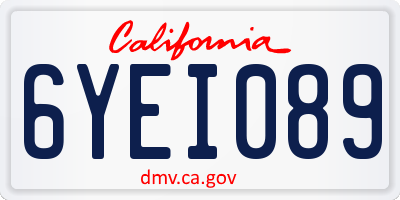 CA license plate 6YEI089