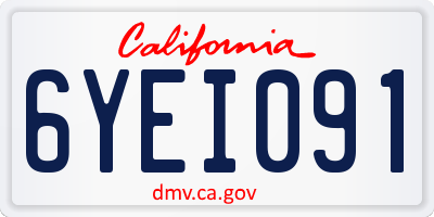 CA license plate 6YEI091