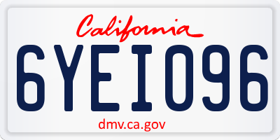 CA license plate 6YEI096