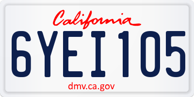 CA license plate 6YEI105