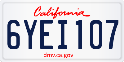 CA license plate 6YEI107