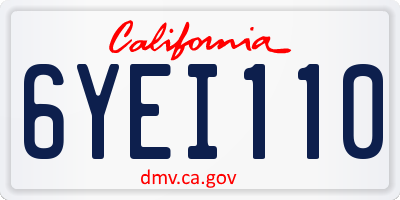 CA license plate 6YEI110