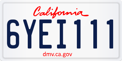CA license plate 6YEI111