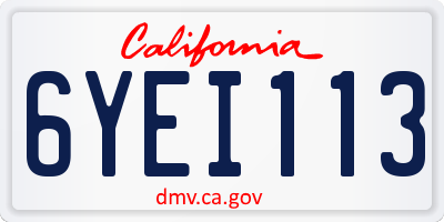 CA license plate 6YEI113
