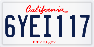 CA license plate 6YEI117