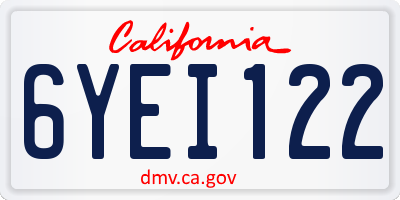 CA license plate 6YEI122