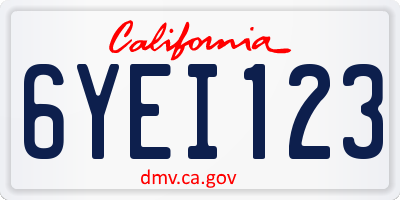 CA license plate 6YEI123