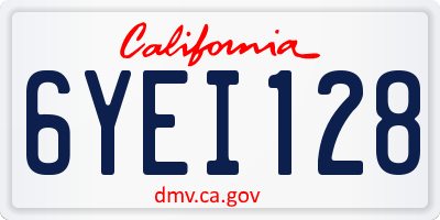CA license plate 6YEI128