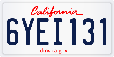CA license plate 6YEI131