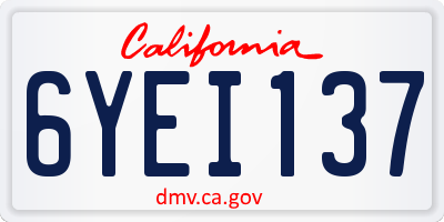 CA license plate 6YEI137