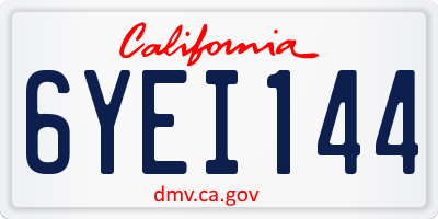 CA license plate 6YEI144