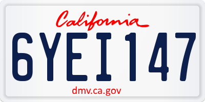 CA license plate 6YEI147