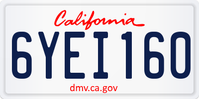 CA license plate 6YEI160