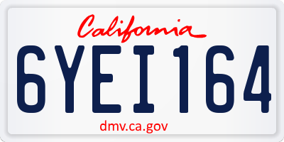 CA license plate 6YEI164