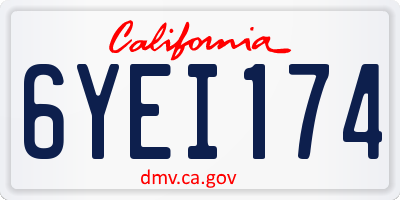 CA license plate 6YEI174