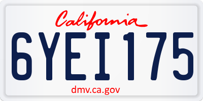 CA license plate 6YEI175