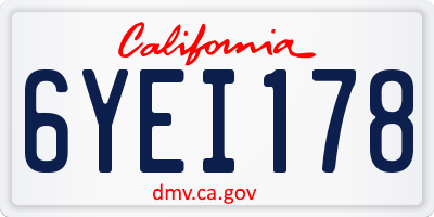 CA license plate 6YEI178