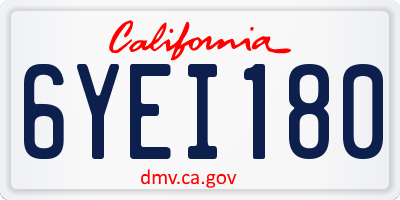 CA license plate 6YEI180