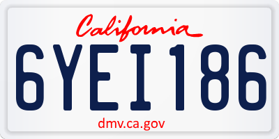 CA license plate 6YEI186