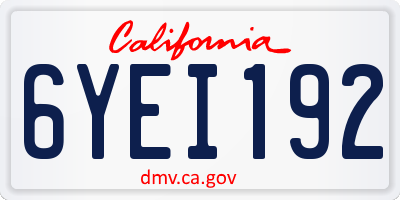 CA license plate 6YEI192