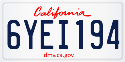 CA license plate 6YEI194