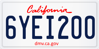 CA license plate 6YEI200