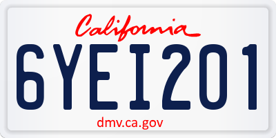 CA license plate 6YEI201