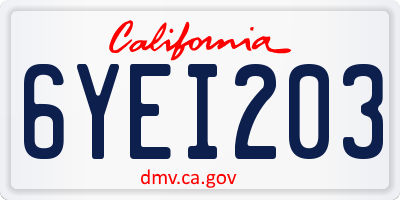 CA license plate 6YEI203