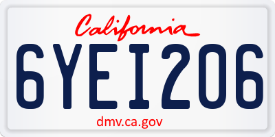 CA license plate 6YEI206