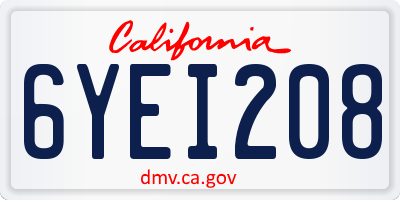 CA license plate 6YEI208