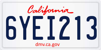 CA license plate 6YEI213