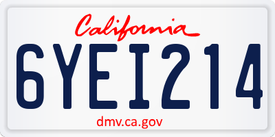 CA license plate 6YEI214