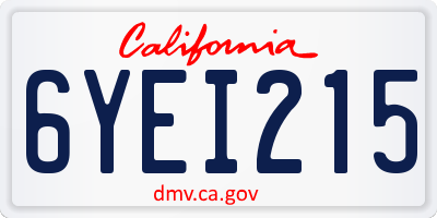 CA license plate 6YEI215