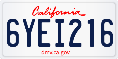 CA license plate 6YEI216