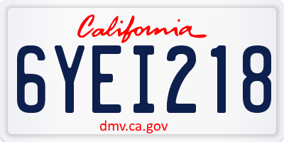 CA license plate 6YEI218