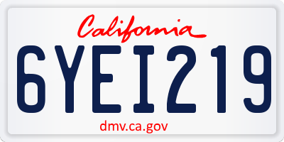 CA license plate 6YEI219