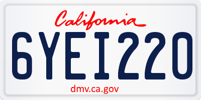CA license plate 6YEI220