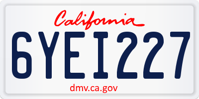 CA license plate 6YEI227