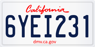 CA license plate 6YEI231