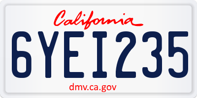 CA license plate 6YEI235