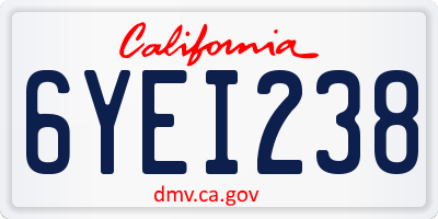 CA license plate 6YEI238