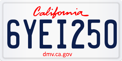 CA license plate 6YEI250
