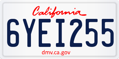 CA license plate 6YEI255