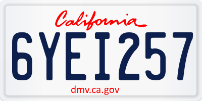 CA license plate 6YEI257