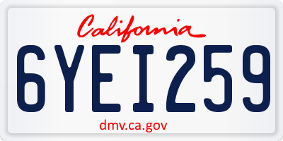 CA license plate 6YEI259